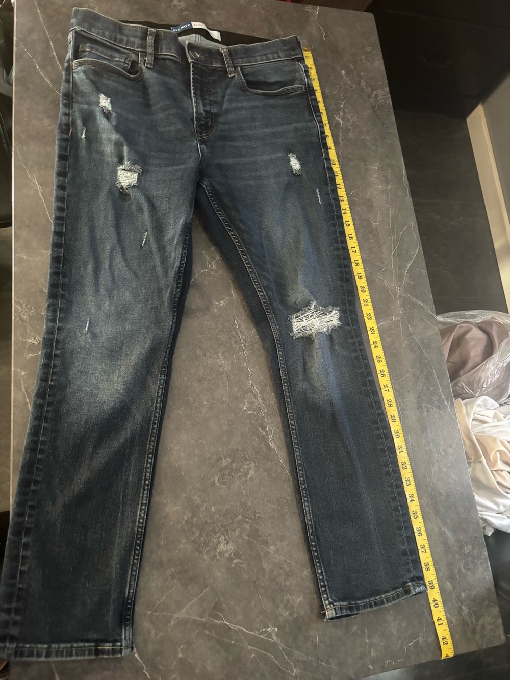 Old Navy Dark Blue Distressed Skinny Jeans